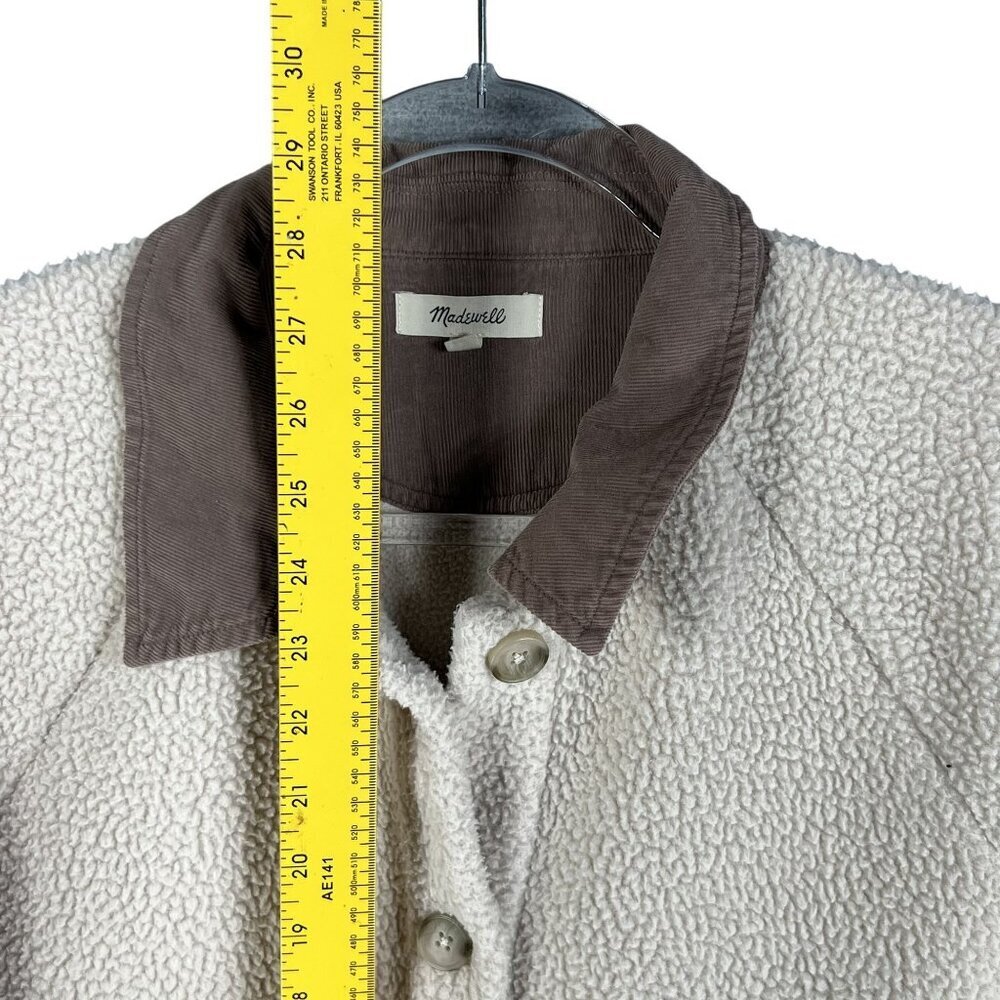 Madewell Womens L Corduroy Trimmed (Re)sourced Sherpa Terry Chore Coat Cozy - Picture 12 of 16
